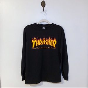 Thrasher Black Flame Logo Long Sleeve